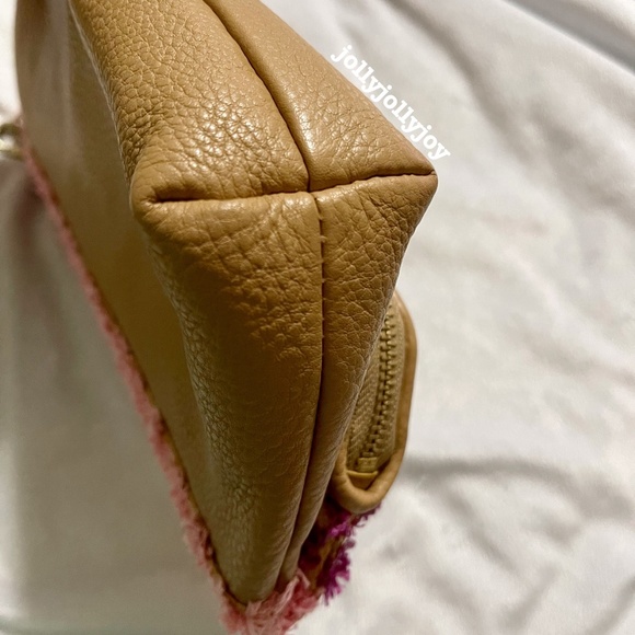 NWOT Fossil Preston Large Pink/Violet Straw Leather Folder Wristlet Pouch - Picture 7 of 12